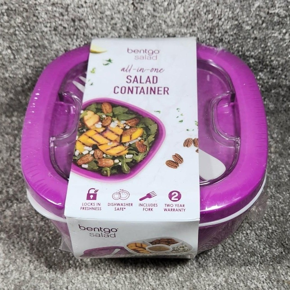 Bentgo Salad Container Purple All-in-One Lunch‎ Box with Fork BGOSAL-P